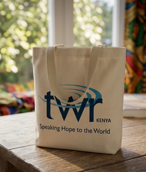 TWR Kenya Jubilee Tote Bag, canvas with the logo printed on the front